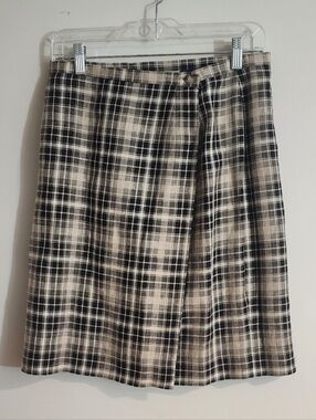 Plaid Linen Wrap Skirt